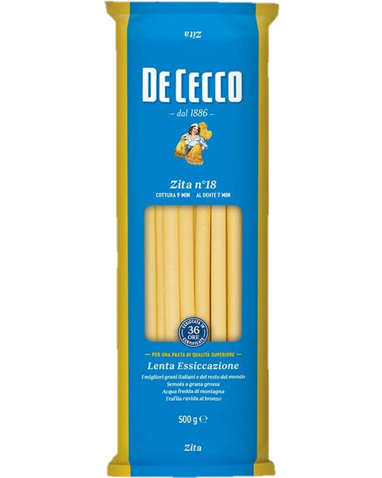 De Cecco Durum Wheat Pasta Zita n.18 Lenta Essiccazione 500g