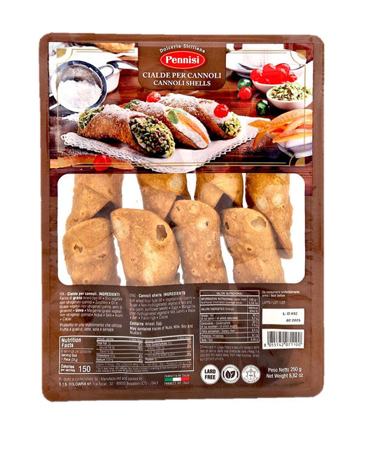Pennisi Sicilian Large Empty Cannoli 8 pieces Tray (250g)